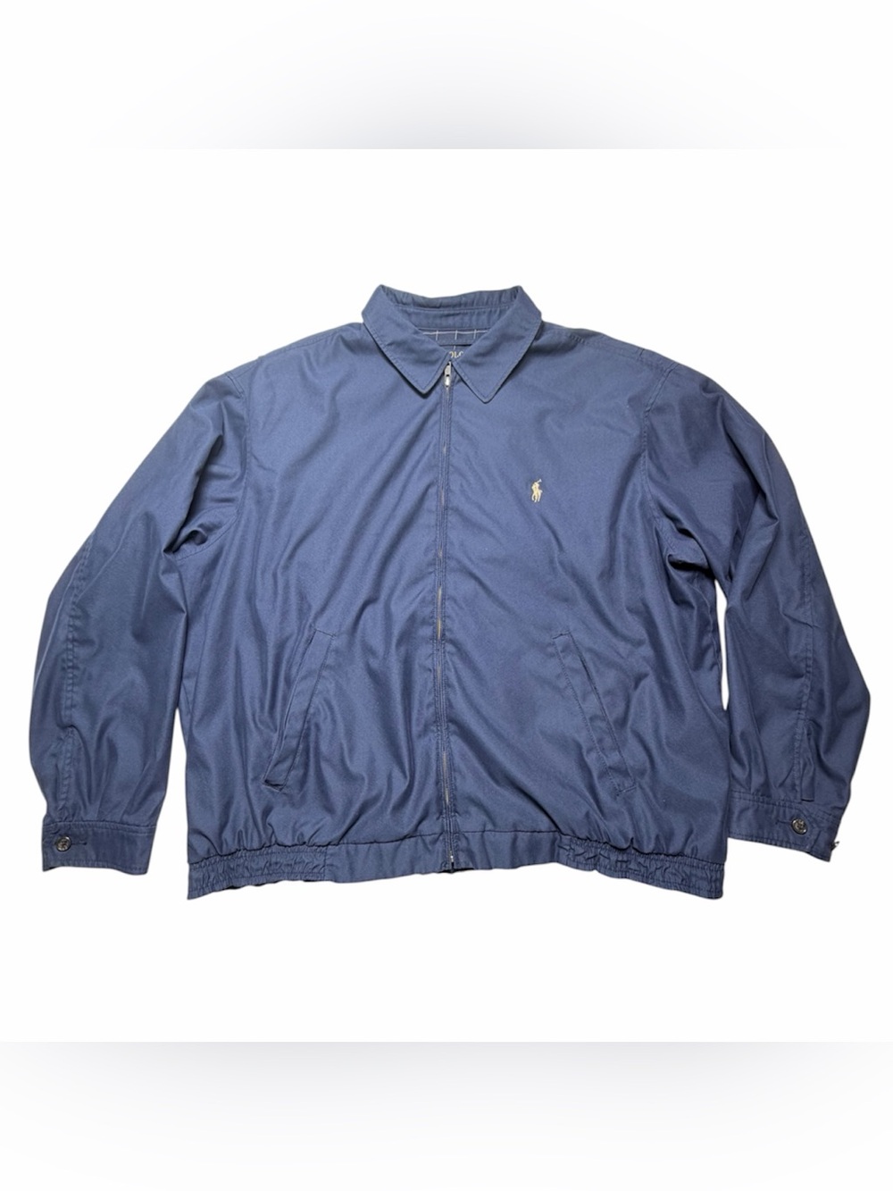 Vintage Men’s 2X Big Polo Ralph Lauren Full Zip Lined Harrington Jacket Blue